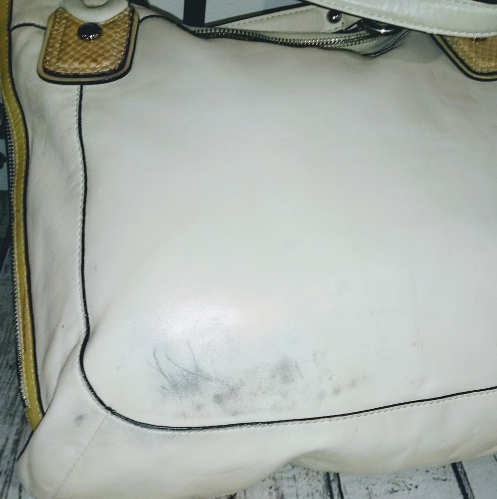 💫 Coach Kristin Spectator Crocodile Chalk White Custard Satchel Shoulder Bag - Picture 7 of 12